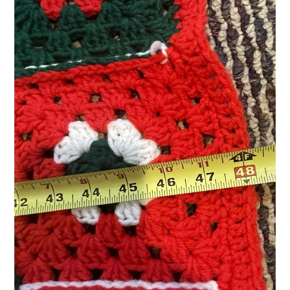 Handmade Crochet Christmas Afghan Throw Granny Square Blanket 35